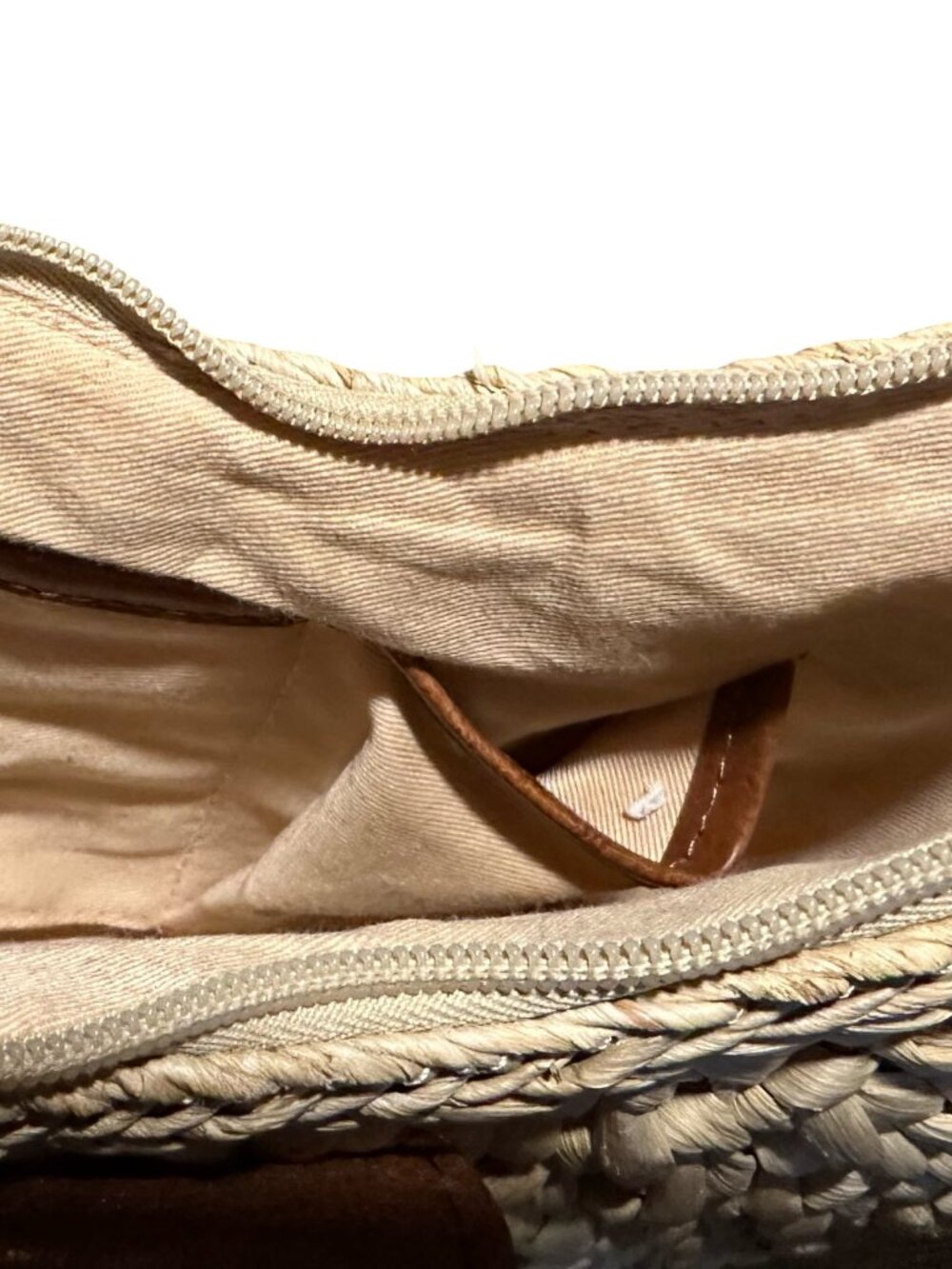 Coldwater Creek Medium Woven Straw Shoulder Bag Braided Leather Strap Purse - Picture 6 of 9
